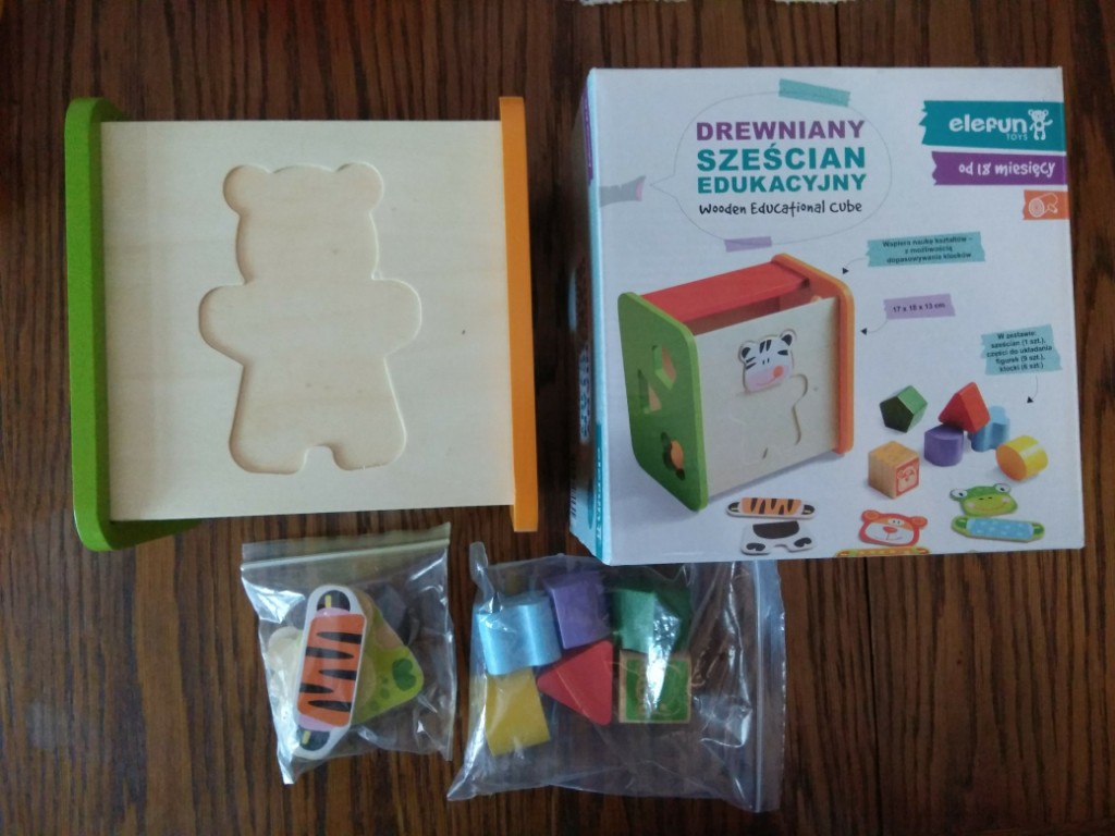 Elefun drewniany sześcian edukacyjny