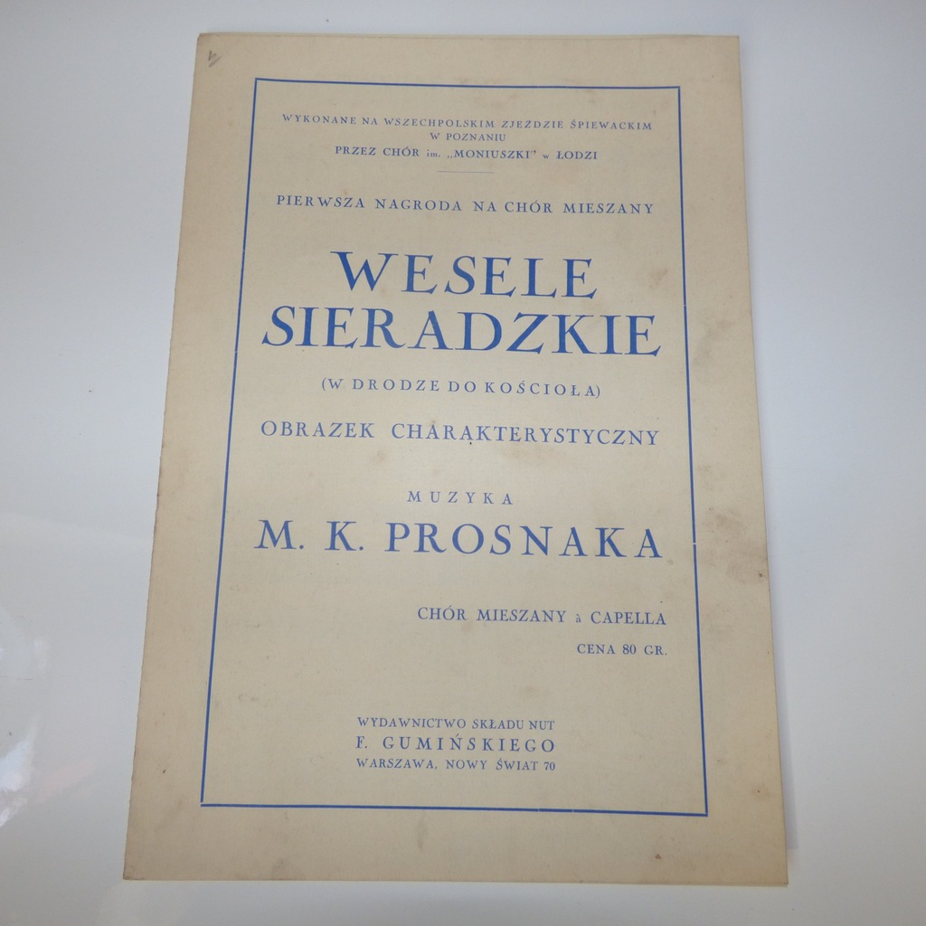 Wesele Sieradzkie  Prosnak   Nuty