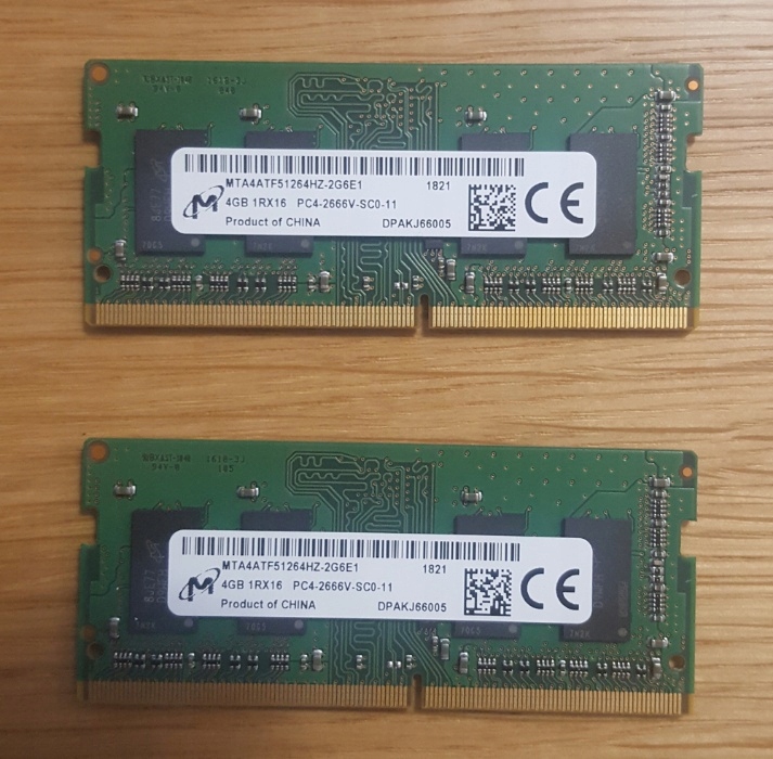 SODIMM DDR4 2x 4GB 2666mhz mta4atf51264hz CL19