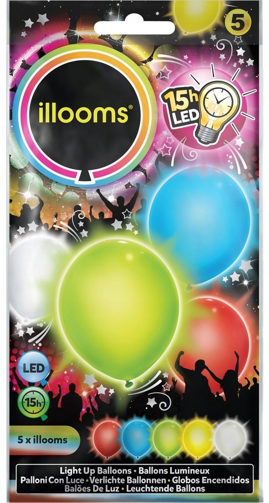 Illooms ŚWIECĄCE BALONY LED 4 PAK Kolorowe Tm TOYS