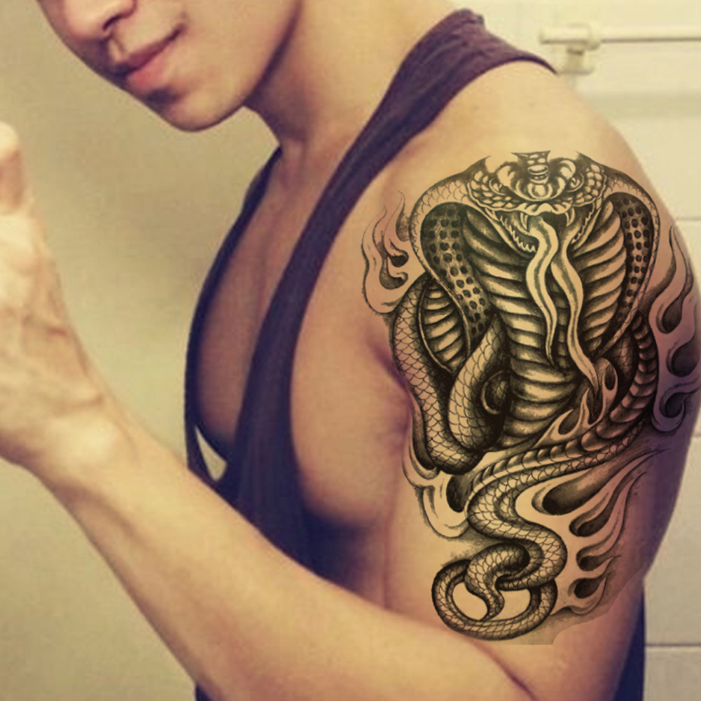 Tatuaz zmywalny 3D Cobra in flames tattoo