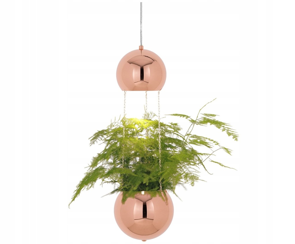 outlet lampa i doniczka w jednym unikat miedziany