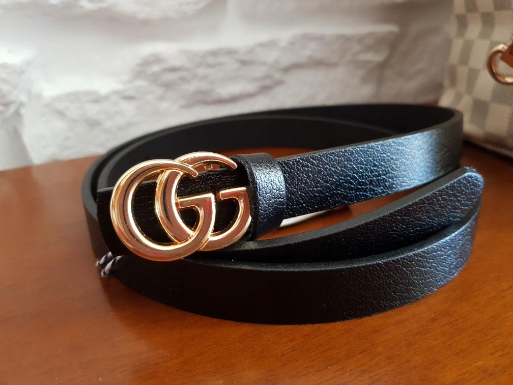 Pasek Gucci GG Skóra Naturalna Złota Klamra Wys24H