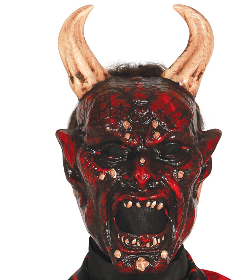 MASKA DIABEŁ BELZEBUB Z ROGAMI HALLOWEEN
