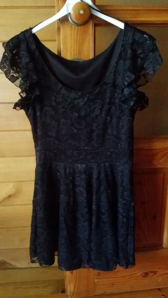 Sukienka mała czarna koronka r. S