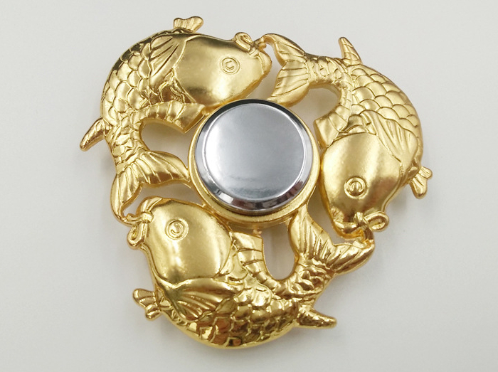 ZŁOTY METALOWY SPINNER HAND FIDGET SPINER RYBY !!!