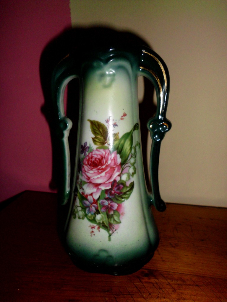 wazon zielony RÓŻA 17,8cm