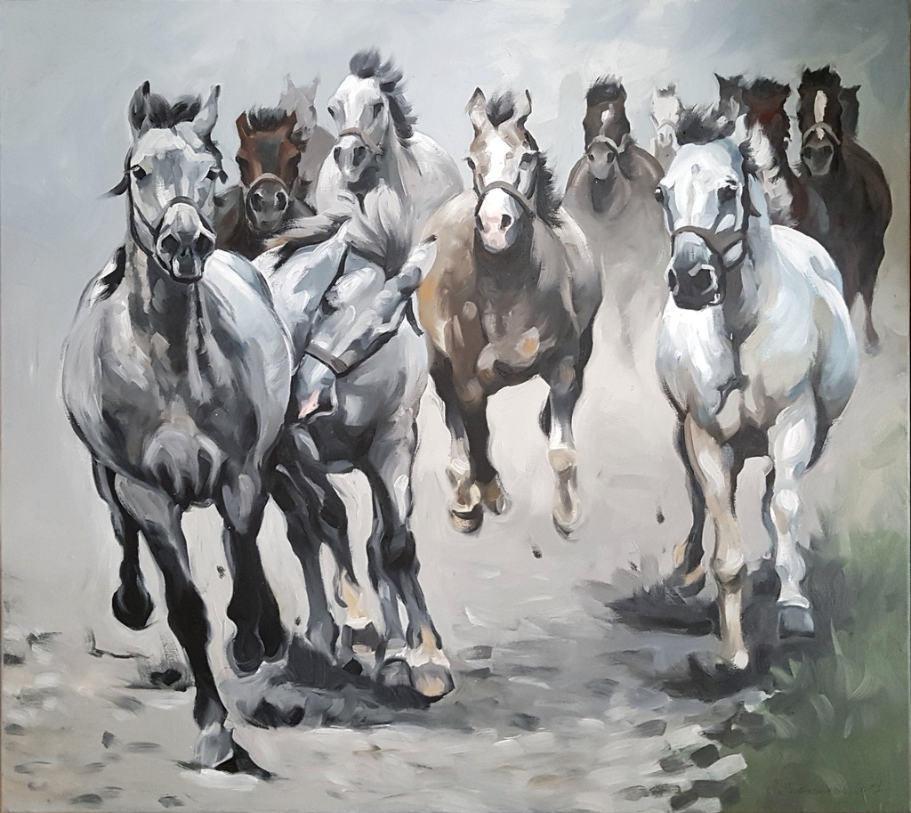 Obraz olejny -Tabun III- 100x90 cm- Sochaczewska