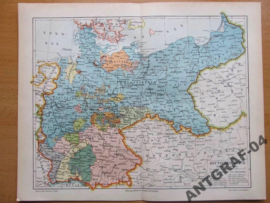 NIEMCY RZESZA NIEMIECKA stara mapa 1897 r.