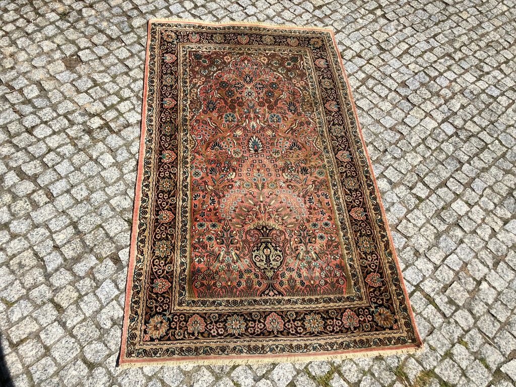 RAJSKI OGRÓD JEDWAB PERSKI RĘCZNY-VINTAGE 160x90
