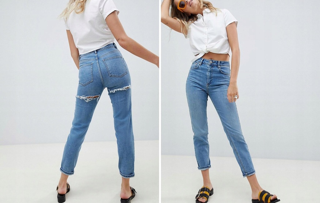 N006B28 SPODNIE PODARTE JEANSY NIEBIESKIE 32/32