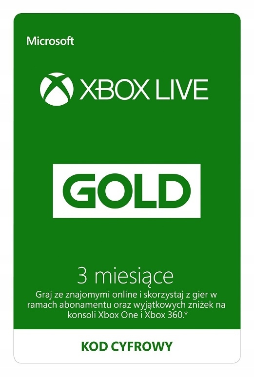 XBOX LIVE GOLD 3 MIESIĄCE PL XBOX 360 /ONE