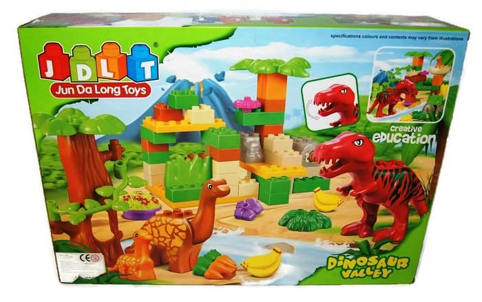 KOLOROWE KLOCKI DINOZAURY DUŻY ZESTAW 73szt JDLT