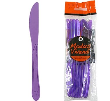 Zestaw 10 noży plastikowych, kolor fioletowy