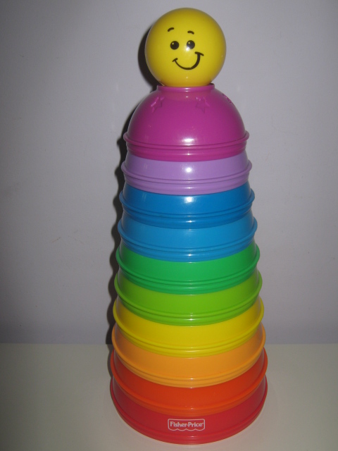 FISHER PRICE WIEZA PIRAMIDKA UKLADANKA MISECZKI