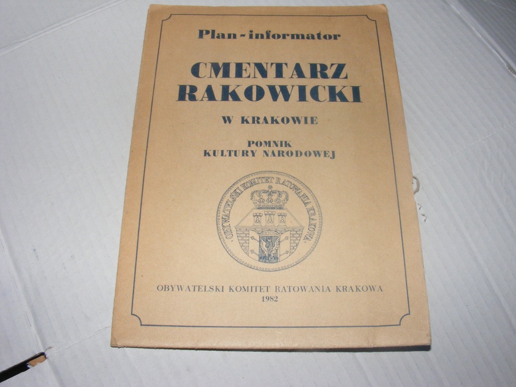 1982 Cmentarz Rakowicki w Krakowie Plan Informator