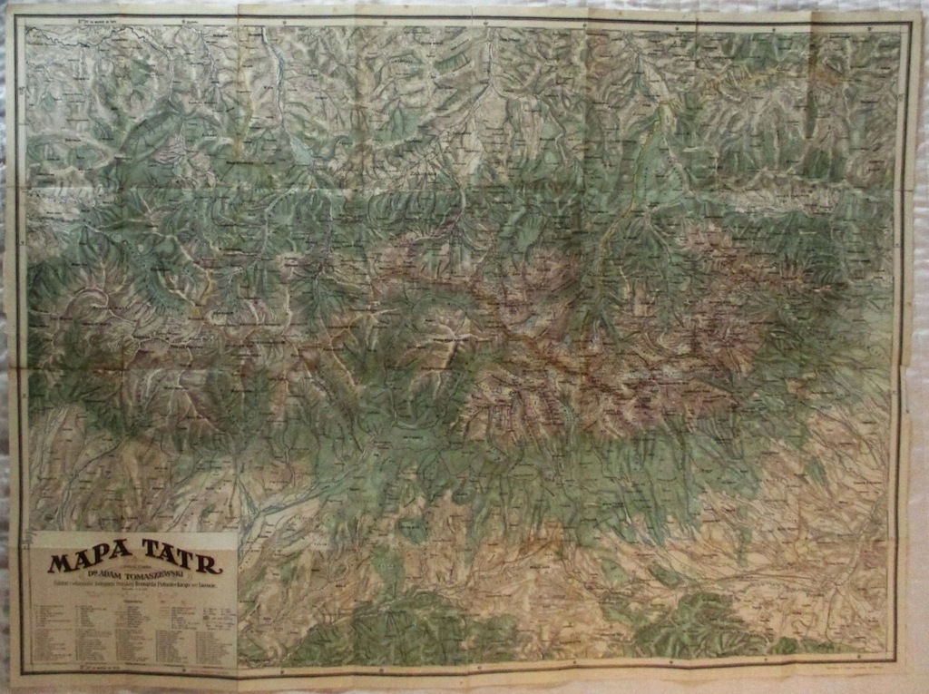 Mapa Tatr, Tomaszewski, TATRY, 1923, 110 x 80 cm