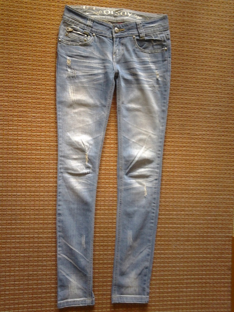 Orsay spodnie jeans skinny jasne przetarcia
