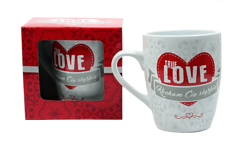 TRUE LOVE KUBEK WALENTYNKOWY KOCHAM CIĘ SKARBIE