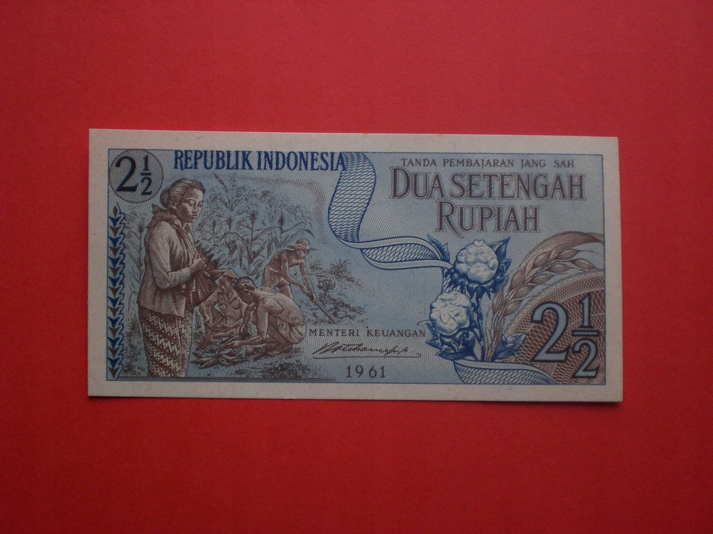 INDONEZJA - 2 1/2 RUPIAH 1961 ,UNC MINUS