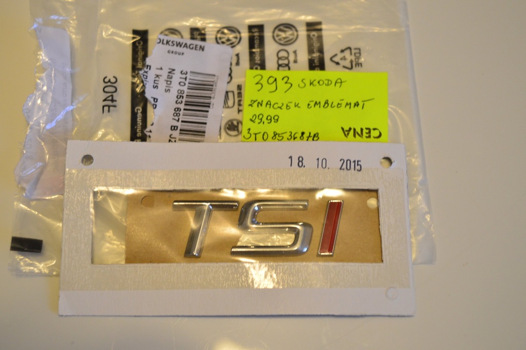 SKODA ZNACZEK EMBLEMAT TSI 3T0853687B NOWY ORYG.
