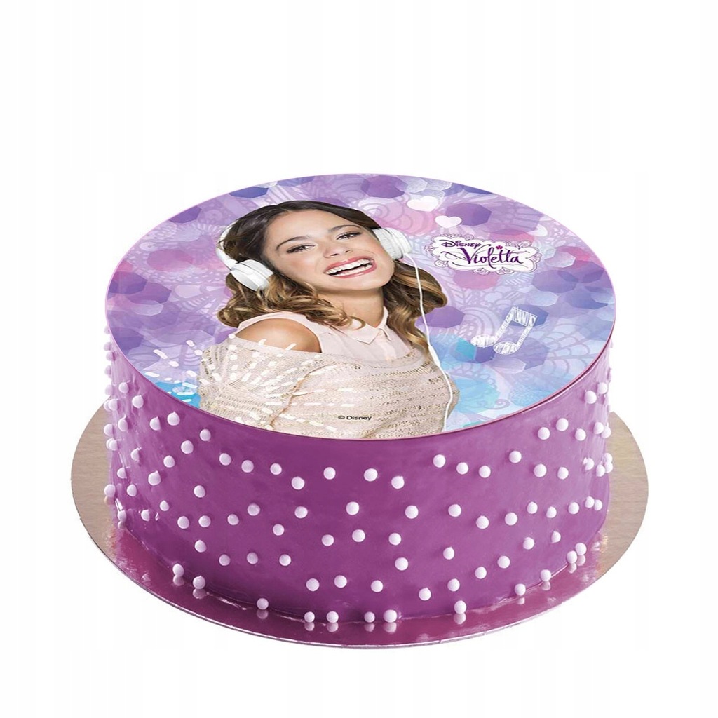 Opłatek na tort VIOLETTA w słuchawkach fiolet 20cm