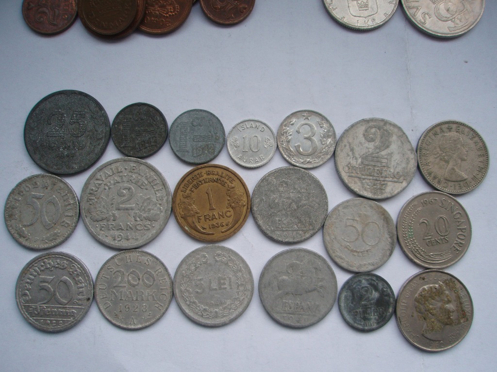 Zestaw monet, 50 pfennig 1940 F, 3 halerze 1953