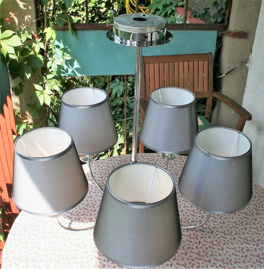 Lampa wisząca pięcioramienna szara PP Design tanio