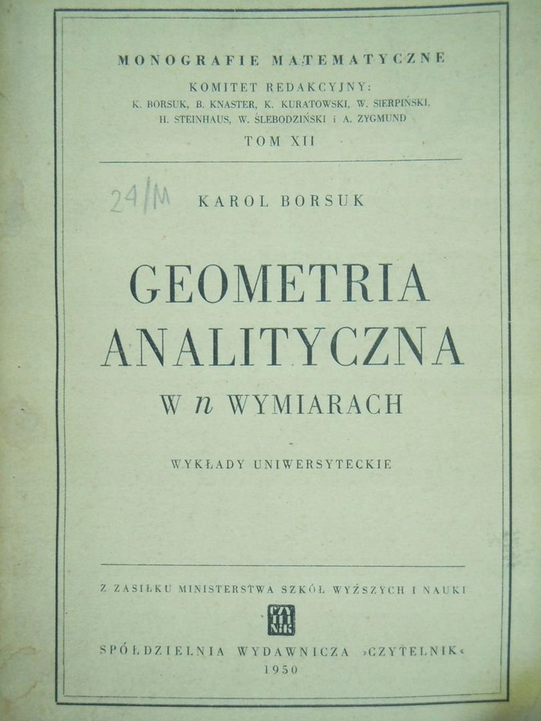 Borsuk Geometria analityczna w n wymiarach 1950