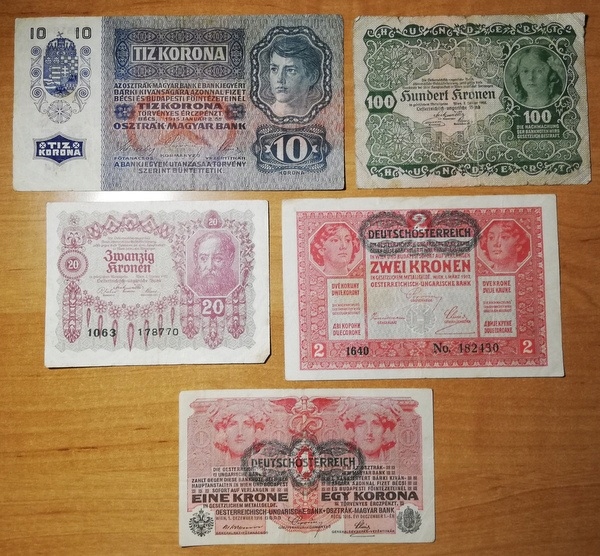 Austria - zestaw 5 banknotów