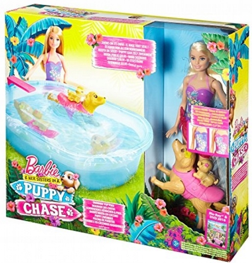 BARBIE BASEN PŁYWAJĄCYCH PIESKÓW Lalka Psy DMC32