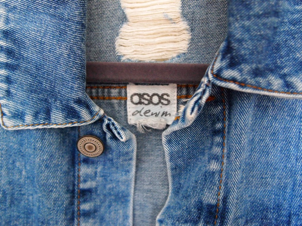 kamizelka asos denim jeans dziury przetarcia L/XL