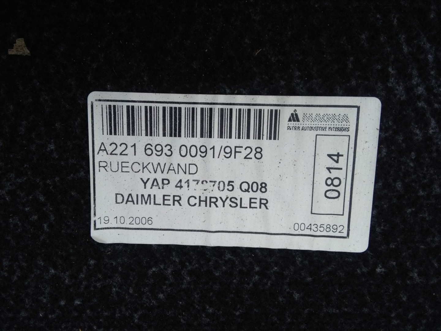 mats boot upper POLKI MERCEDES S W221