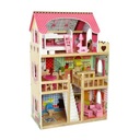Drevený domček pre bábiky nábytok 3 poschodia Ecotoys Dominujúca farba viacfarebná