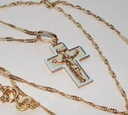 Krzyżyk łańcuszek 50 Komunia Chrzest prezent ZŁOTO Długość całkowita 50 cm