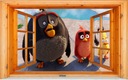 SAMOLEPKY NA STENU 3D okno Angry Birds Značka Decors24