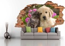 Samolepky na stenu Zvieratká Psy Mačky 3D 100x70 Značka Decors24