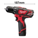 MILWAUKEE 780451 VYBAVENIE DIELNÍ M12 SUBKOMPAKTNÝ VŔTACÍ SKRUTKOVAČ Kapacita batérie 2 Ah