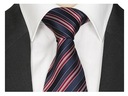 Мужской жаккардовый галстук в полоску, темно-синий rc245