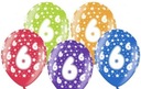 Latexové balóny s potlačou '6' na narodeniny, Meta Výplň vzduch alebo hélium