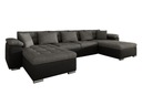 Rozkladacia sedačka do U BALTIMORE - čierna ekokoža / šedá Plocha na spanie - dĺžka (cm) dłuższy niż 220 cm