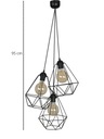 ZÁVESNÉ STROPNÉ SVIETIDLO LUSTER LOFT TROJDIELNY MODERNÝ DIAMANT DO OBÝVAČKY Šírka produktu 23 cm