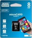 КАРТА ПАМЯТИ GOODRAM MICRO SD 8 ГБ + SD-АДАПТЕР