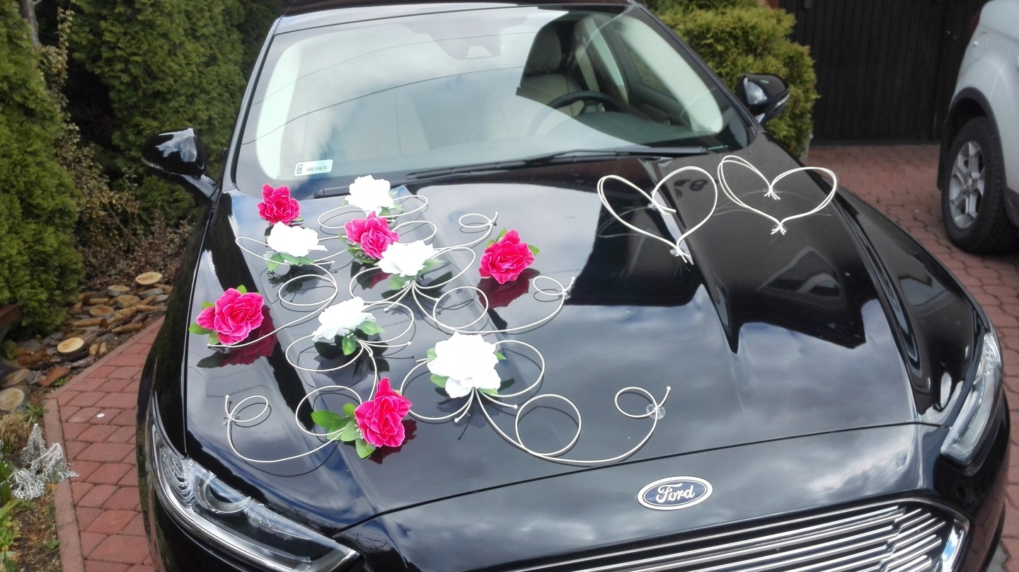 Dekoracja samochodu ozdoby na auto do ślubu kolory