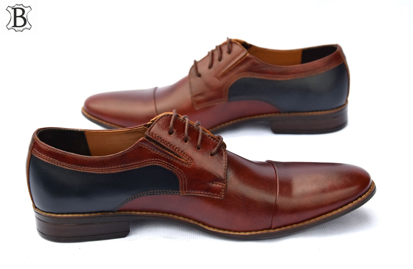 Buty skórzane wizytowe męskie casual polskie 346B