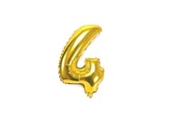 Balónik číslica 4 fóliový 41cm zlatý pevný