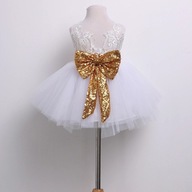 Sukienka biała suknia rozkloszowana tiulowa balowa dla dziewczynki 86 92 98