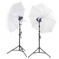 SADA STUDIO 2x LAMPA 4x 400W + 2x DÁŽDNIK 84cm