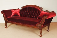Kanapa w stylu Chesterfield sofa pikowana welur rzeźbiona 80164a