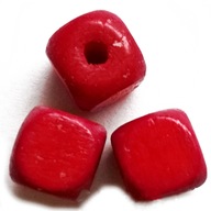 Koraliki Drewniane Kostka Czerwone, 10mm, 10szt